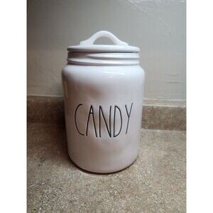Rae Dunn Candy Jar Artisan Collection White Ceramic Cylinder With Lid